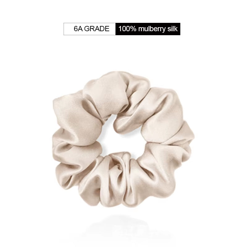 22 Momme 100% Natural Mulberry Silk Scrunchie 3.5Cm Elastic Hair Ties for Women Silk Scrunchie